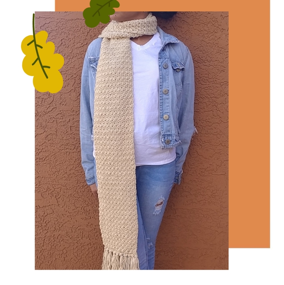 Knitted Scarf, Knit Scarf, Cream Scarf, Chunky